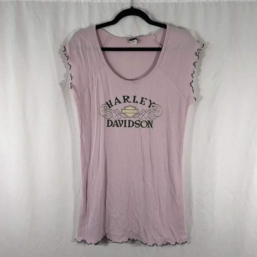Harley Davidson Sleep Shirt Women's S M Purple Round Neck Sleeveless 100% Cotton